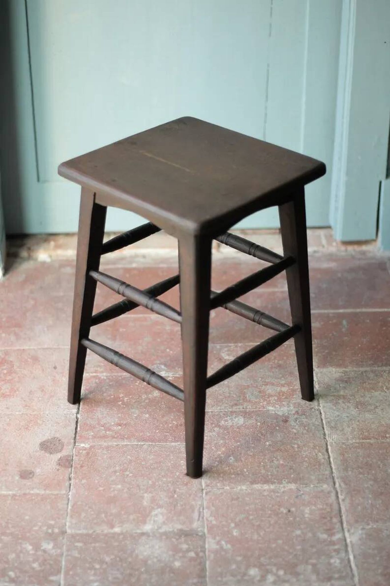 Vintage French stool from the 1940s, wooden stool, extra seat, stool.