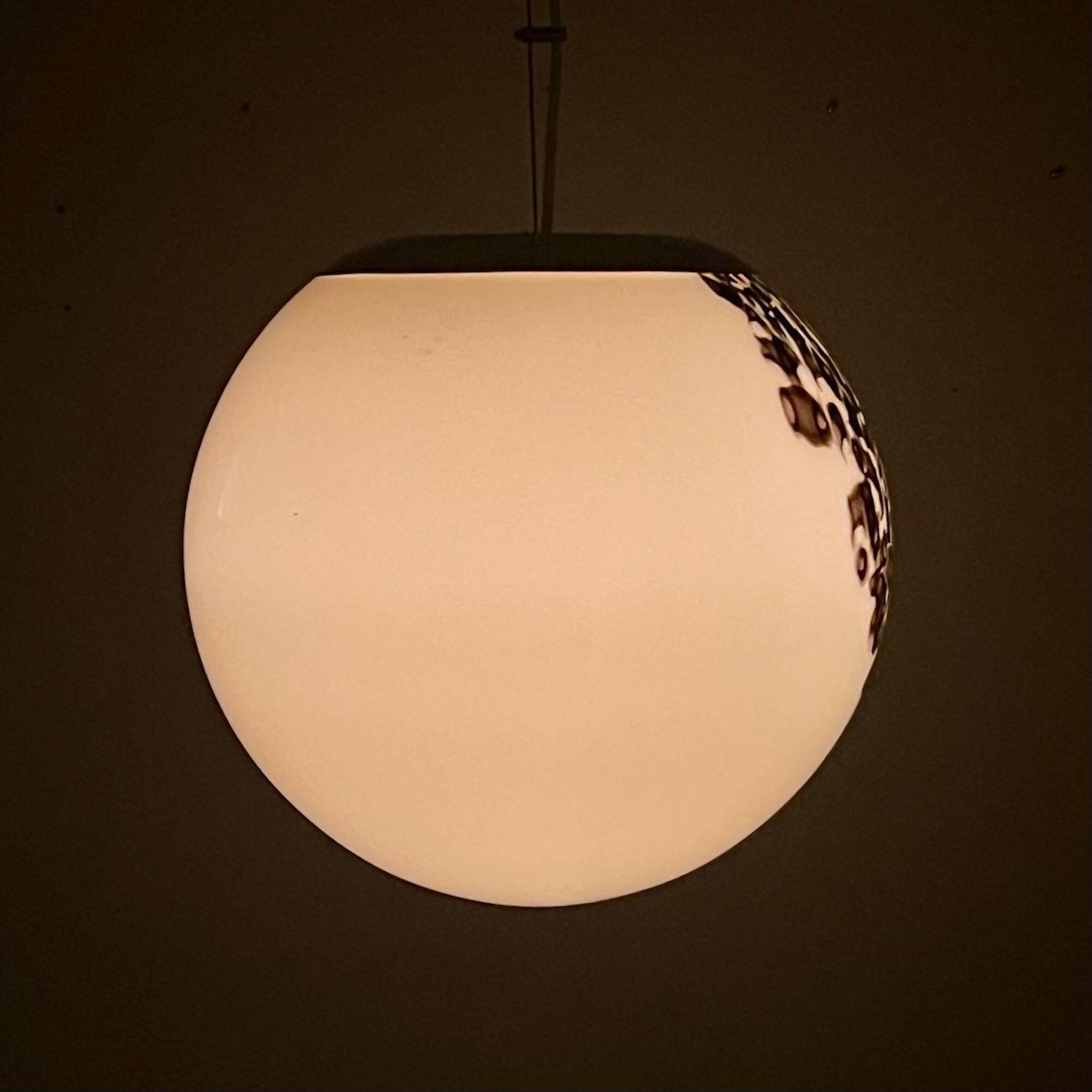 Vintage Globe Chandelier in Glass with Animal Print attributed to Angelo Brotto for Esperia, 1960s