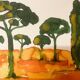 Tableau signé paysage « Lever de soleil provençal dans la pinède »