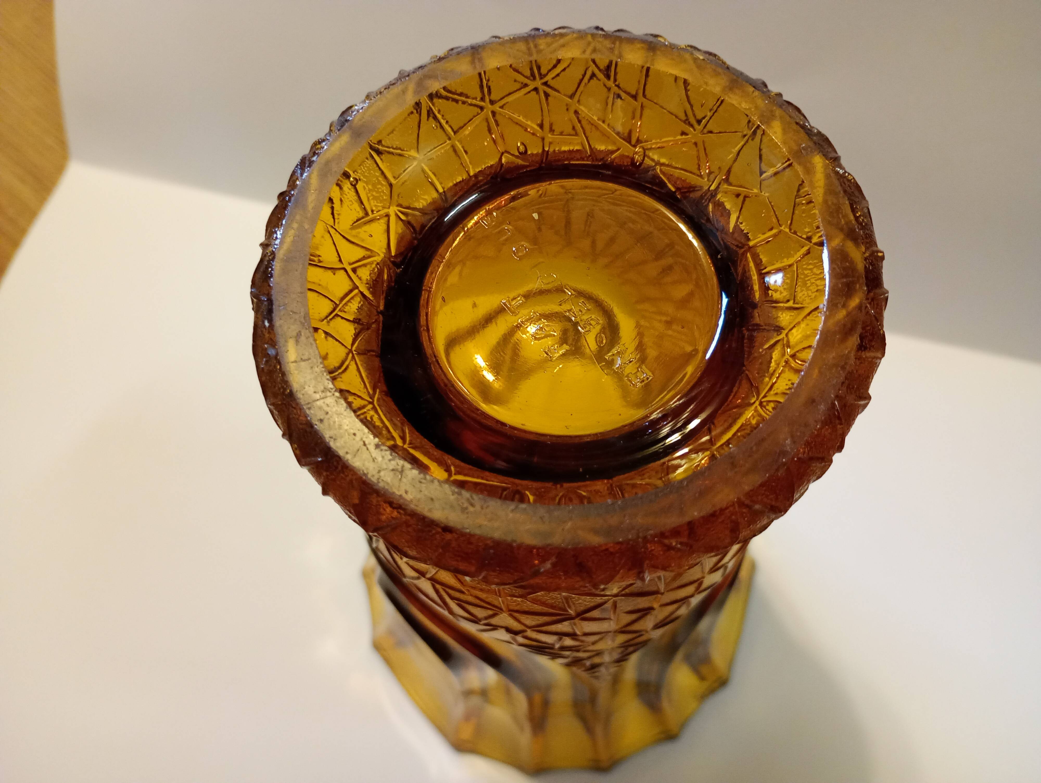 Pair of amber vases made in Belgium "Henri Heemskerk" art deco circa 1930