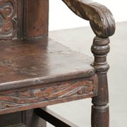 Unique 18th-century English oak wainscot chair with amazing woodcarving