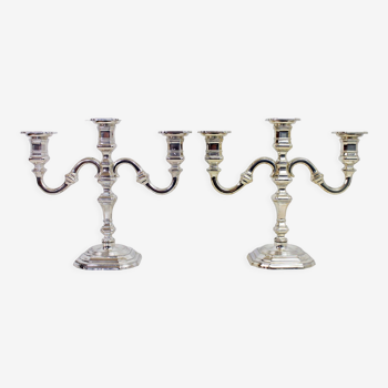 Pair of bmf silver metal candlesticks