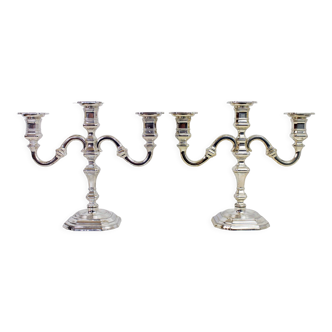 Pair of bmf silver metal candlesticks