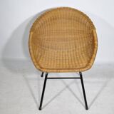 1960s Wicker Chair Woven Armchair Mid-Century