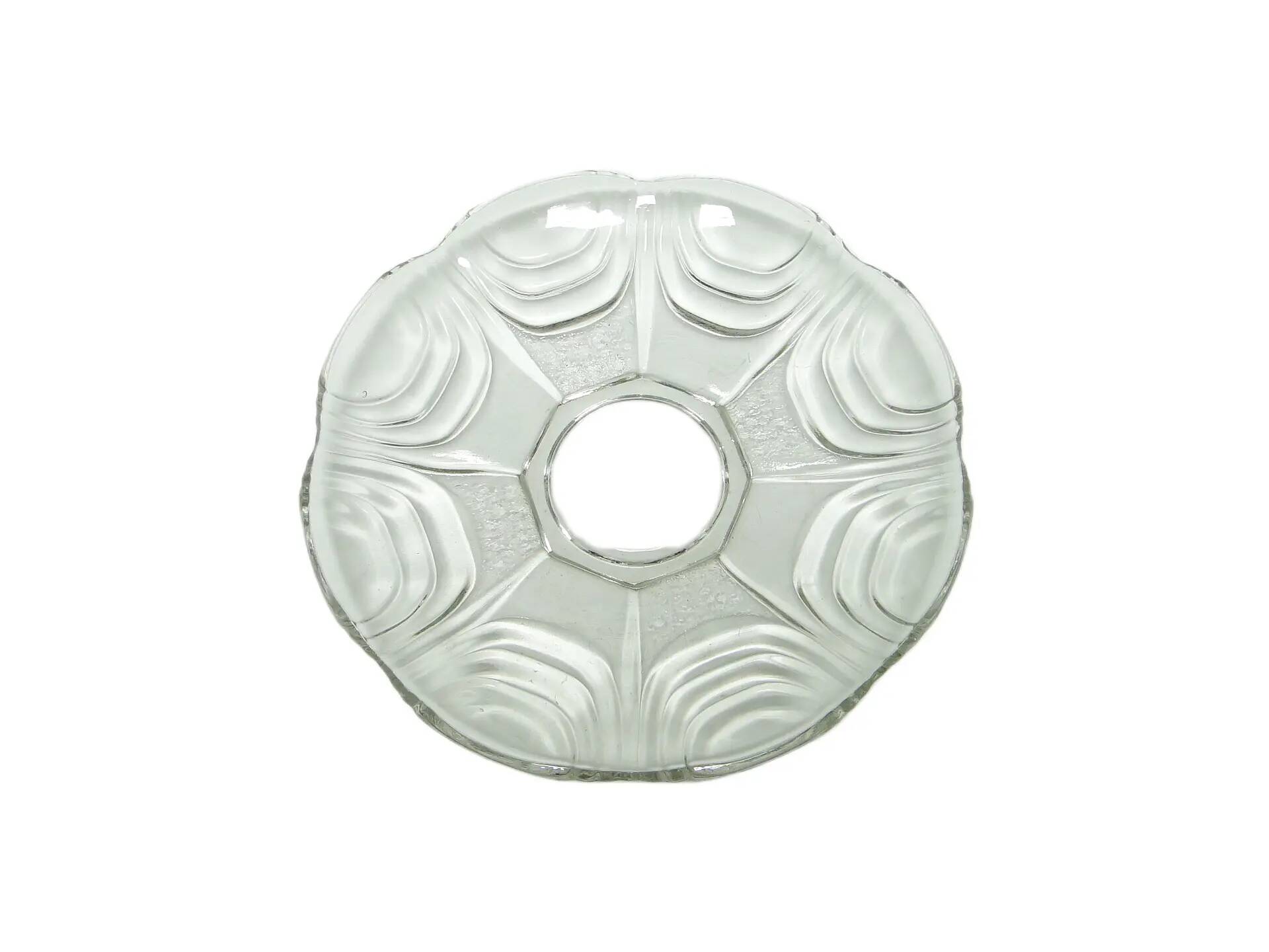 Dish, modernism, transparent glass, Huta Hortensja, Poland, 1950s