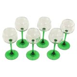 Set of 6 Vintage Luminarc Vins Moselle Wine Glasses Green