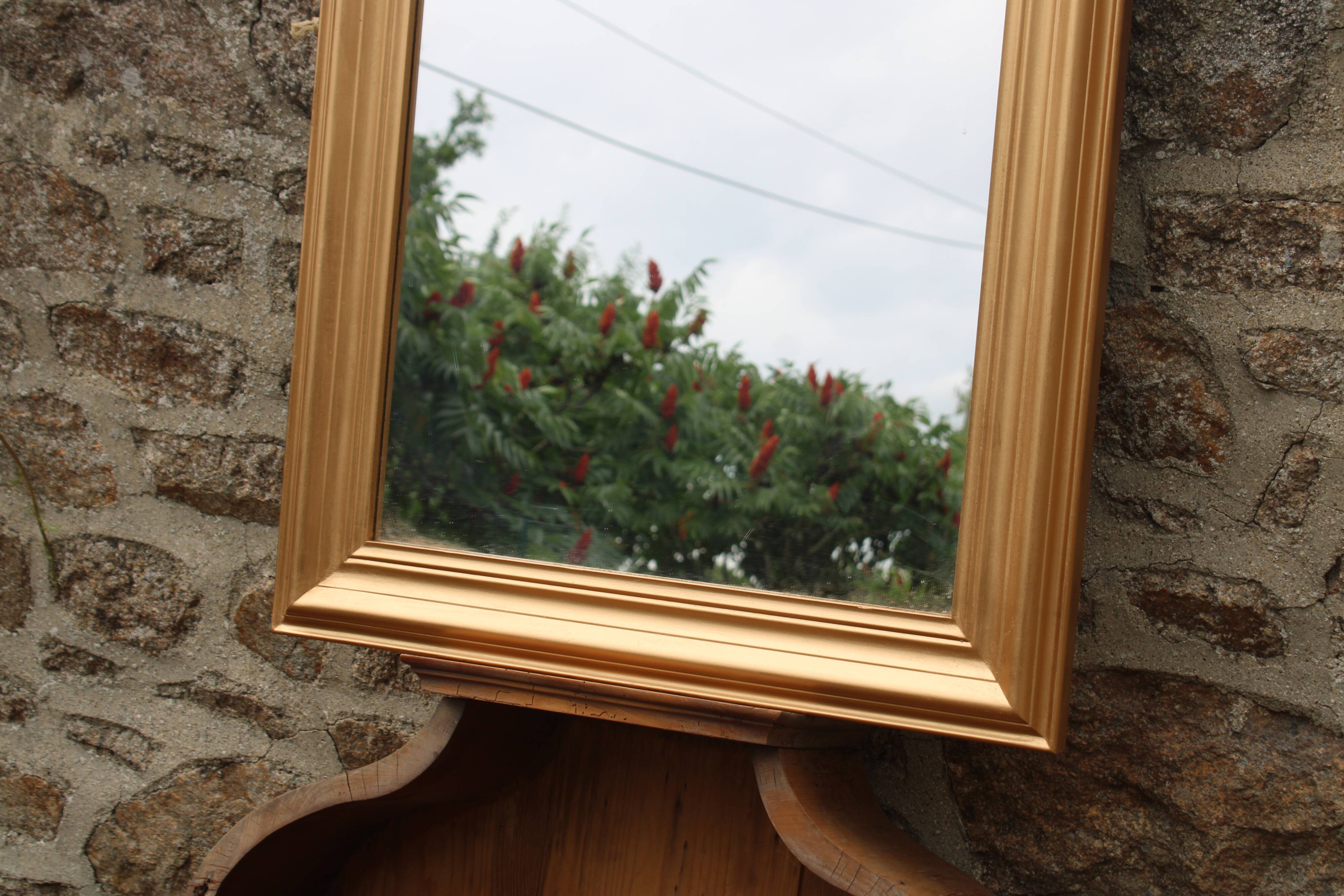Vintage champagne gold wooden mirror – Louis-Philippe style – 86 × 62 cm