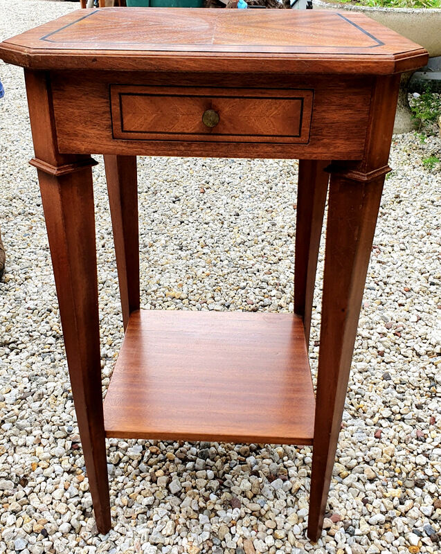 2 old bedside tables in marquetry