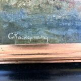 Vintage original landscape oil painting: Countryside nature wall art