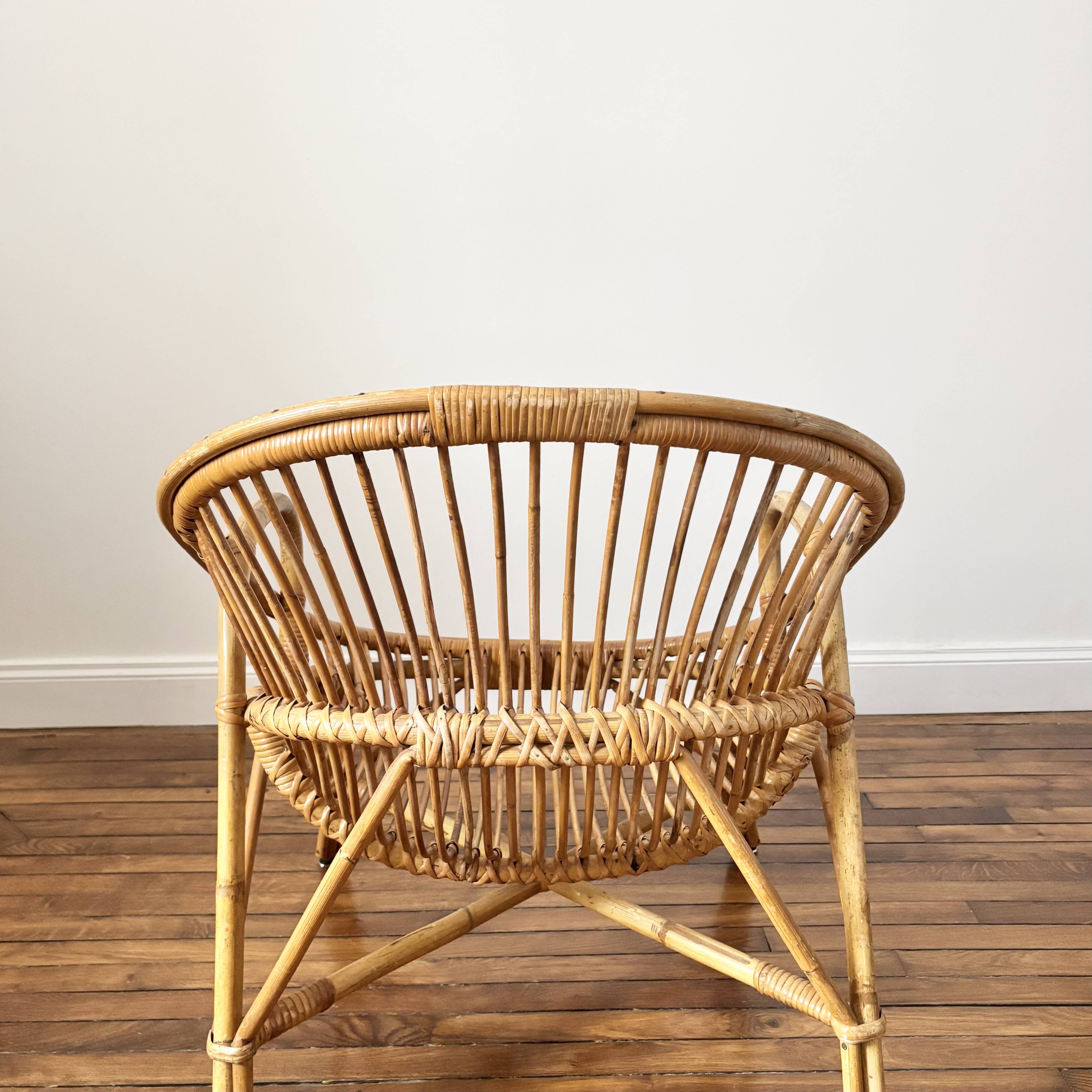 fauteuil en rotin vintage