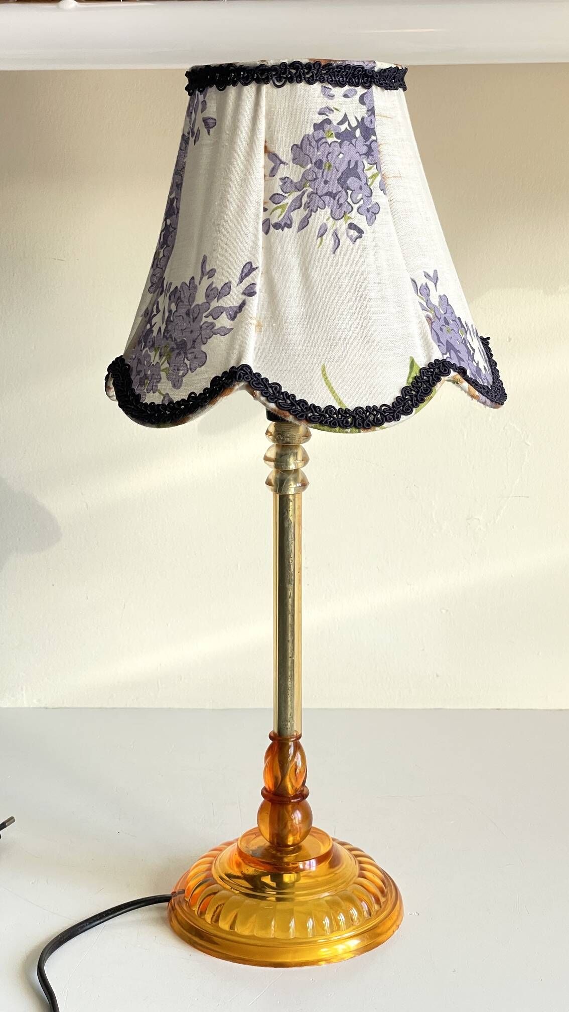 LAMPSHade Plexiglass and Lilac Fabric VINTAGE