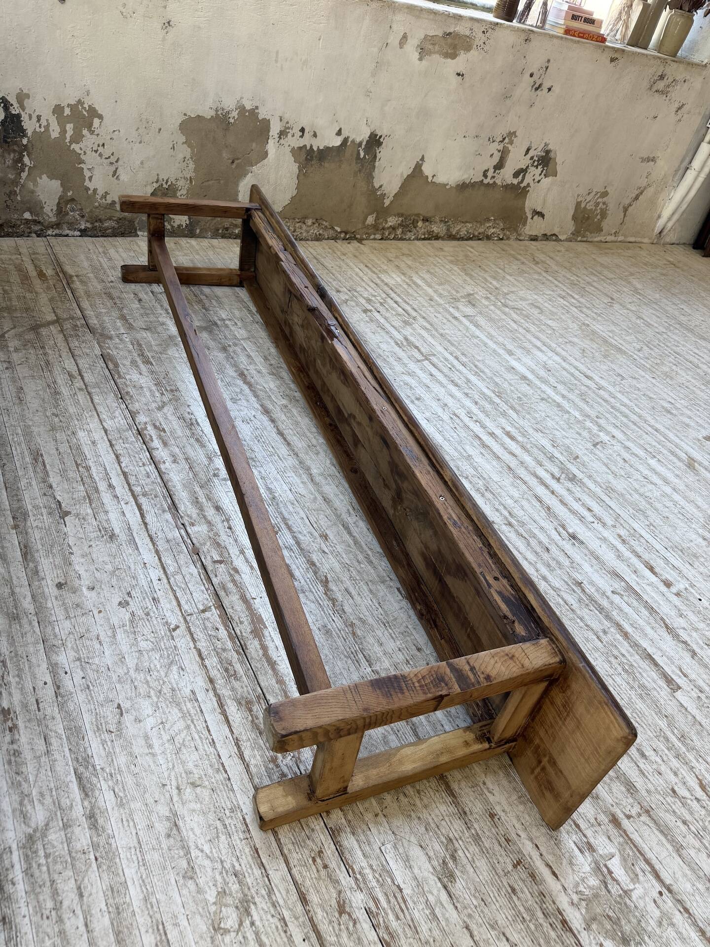 Set of two rustic oak farm benches 2m