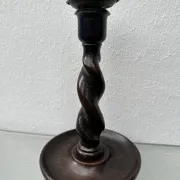Pair of English oak Barley Twist candlesticks