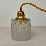 Vintage tulip walking lamp in transparent and frosted glass