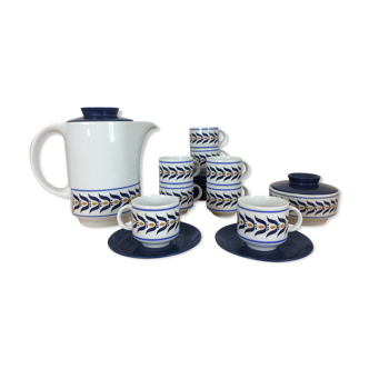 Tea/coffee service 8 cups blue, teapot, sugar bowl, Winterling porcelain