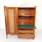 Vintage buffet, rattan and wood secretary from the 1960s.