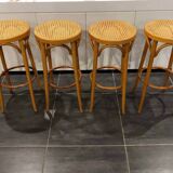 Set of 4 traditional cane stools