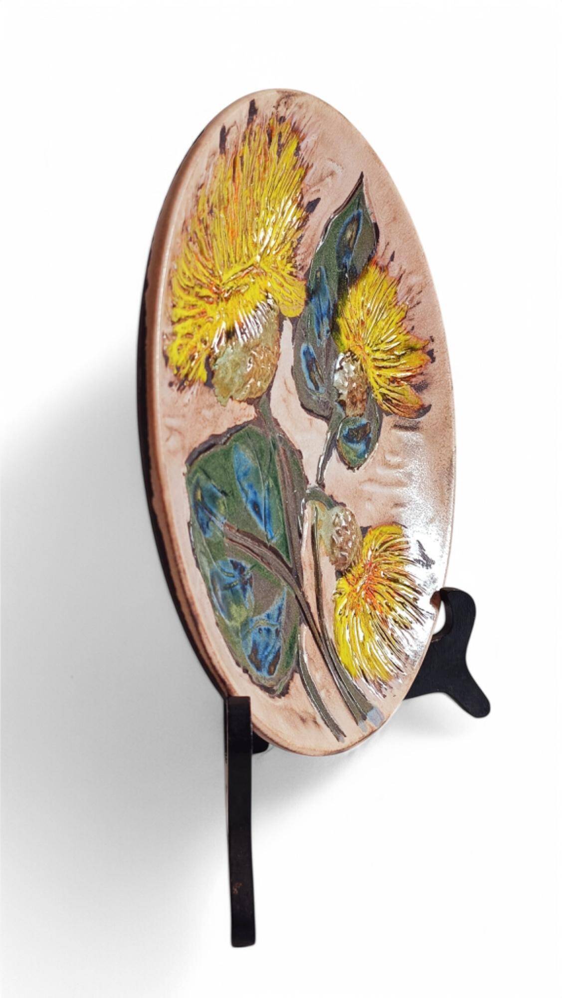 Mid-Century Ceramic Plate by Ruscha, Floral Décor, Germany, 1950s