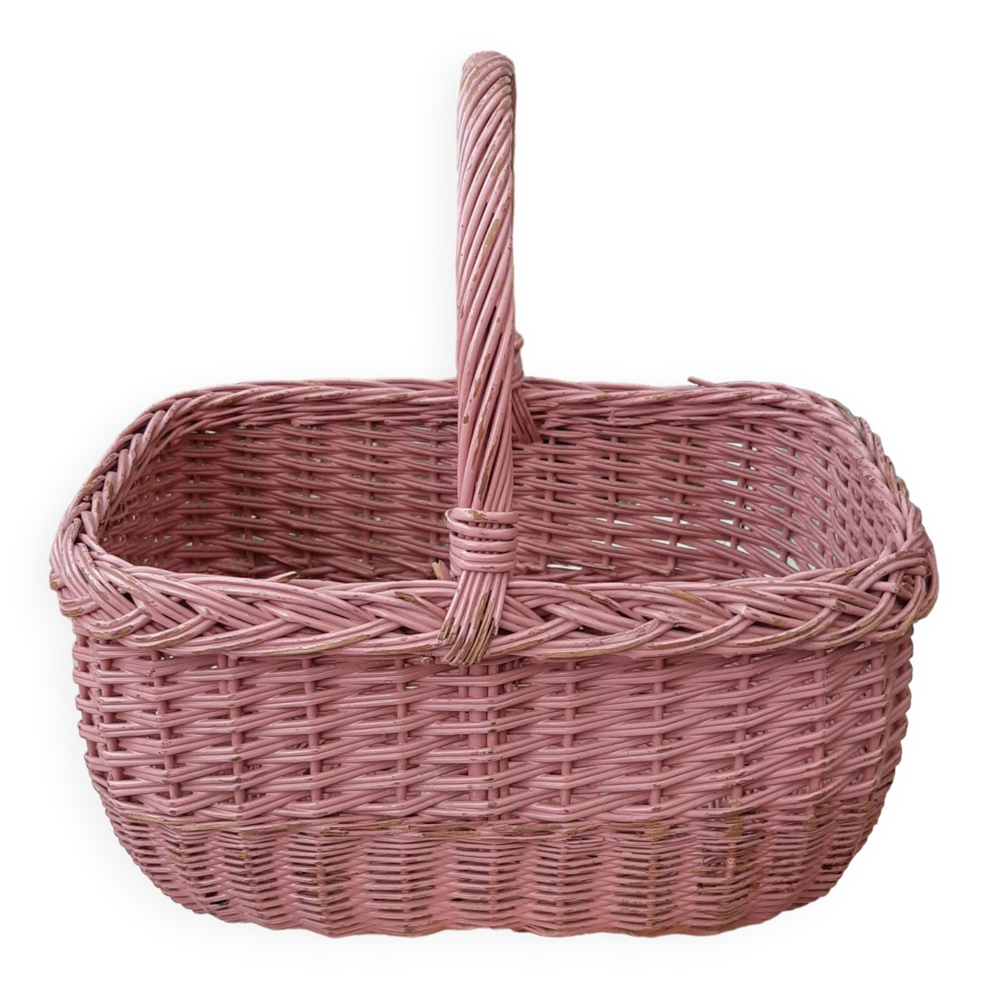 Pink rattan basket