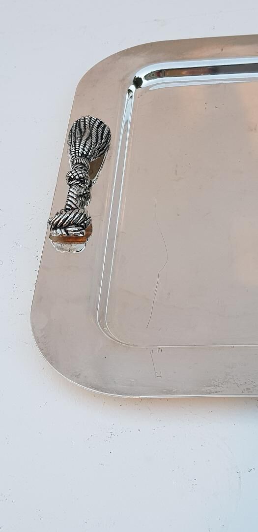 70s silver metal tray