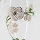 Lot de 3 flûtes en verre avec fleurs