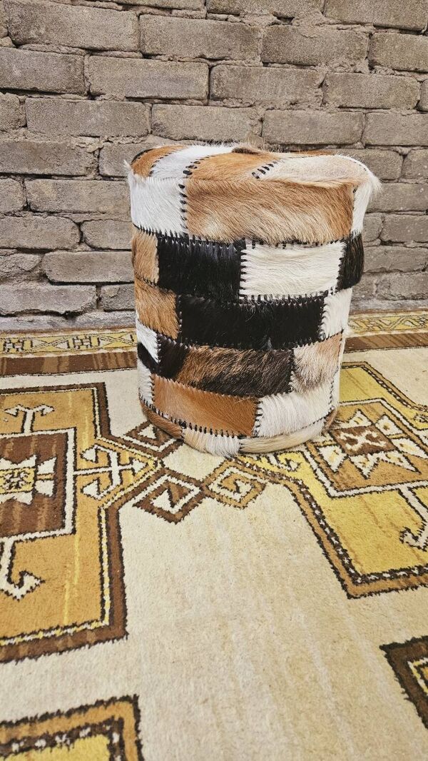 Pouf ou tabouret patchwork année 1980