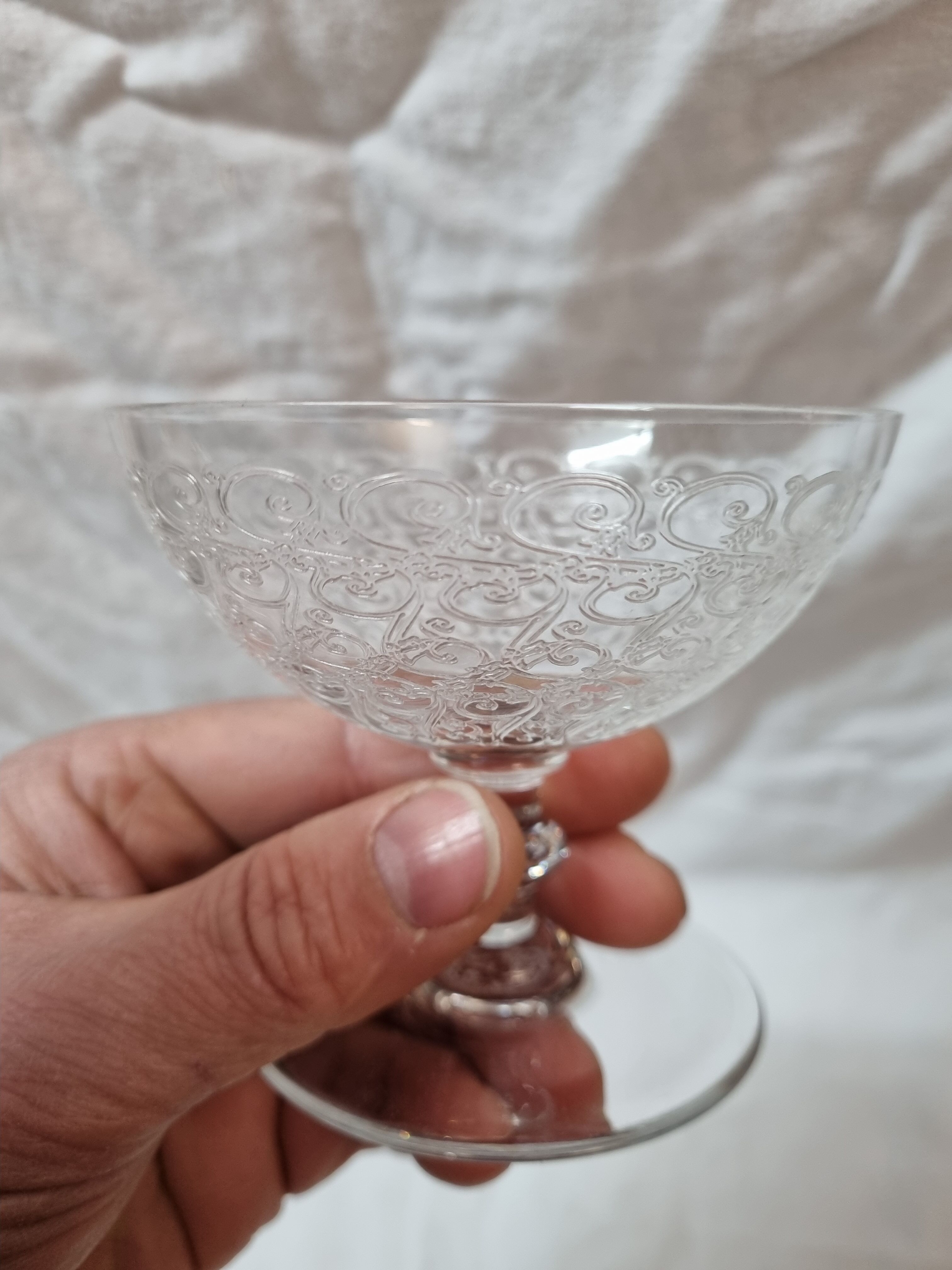 Baccarat crystal champagne glass, Rohan model, 1920