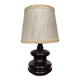 Old Brown Molded Glass Lamp + Beige Lampshade 70's Vintage #A832