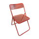 VINTAGE 70S FOLDING CHAIR, RED METAL, PERFORATED TOLE, POP