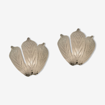 Murano glass leaf sconces, set of 2
