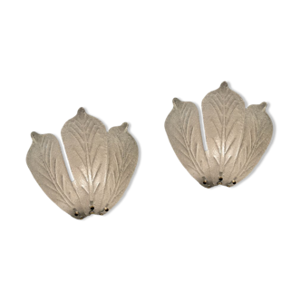 Appliques de feuilles de verre de murano, lot de 2