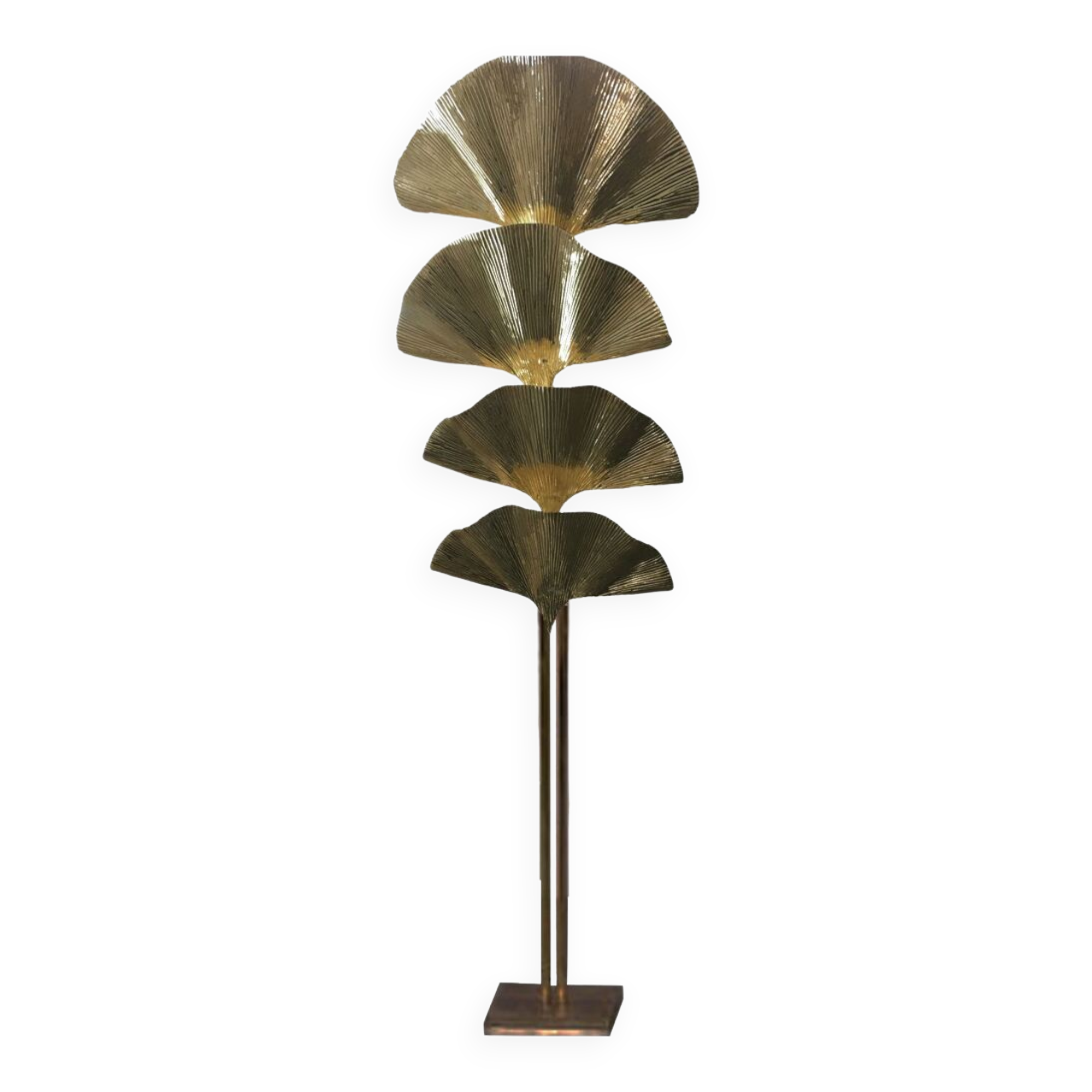 Ginko biloba floor lamp in brass leaves