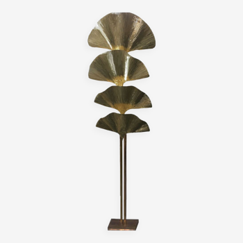 Ginko biloba floor lamp in brass leaves