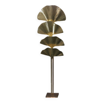 Ginko biloba floor lamp in brass leaves