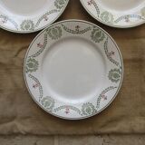 6 plates a decor floral and garland faiencerie de luneville