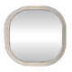 Large Space Age wall mirror in white-patinated wood. France, 1970s