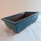 Pot à bonzaï en grès émaillé bleu