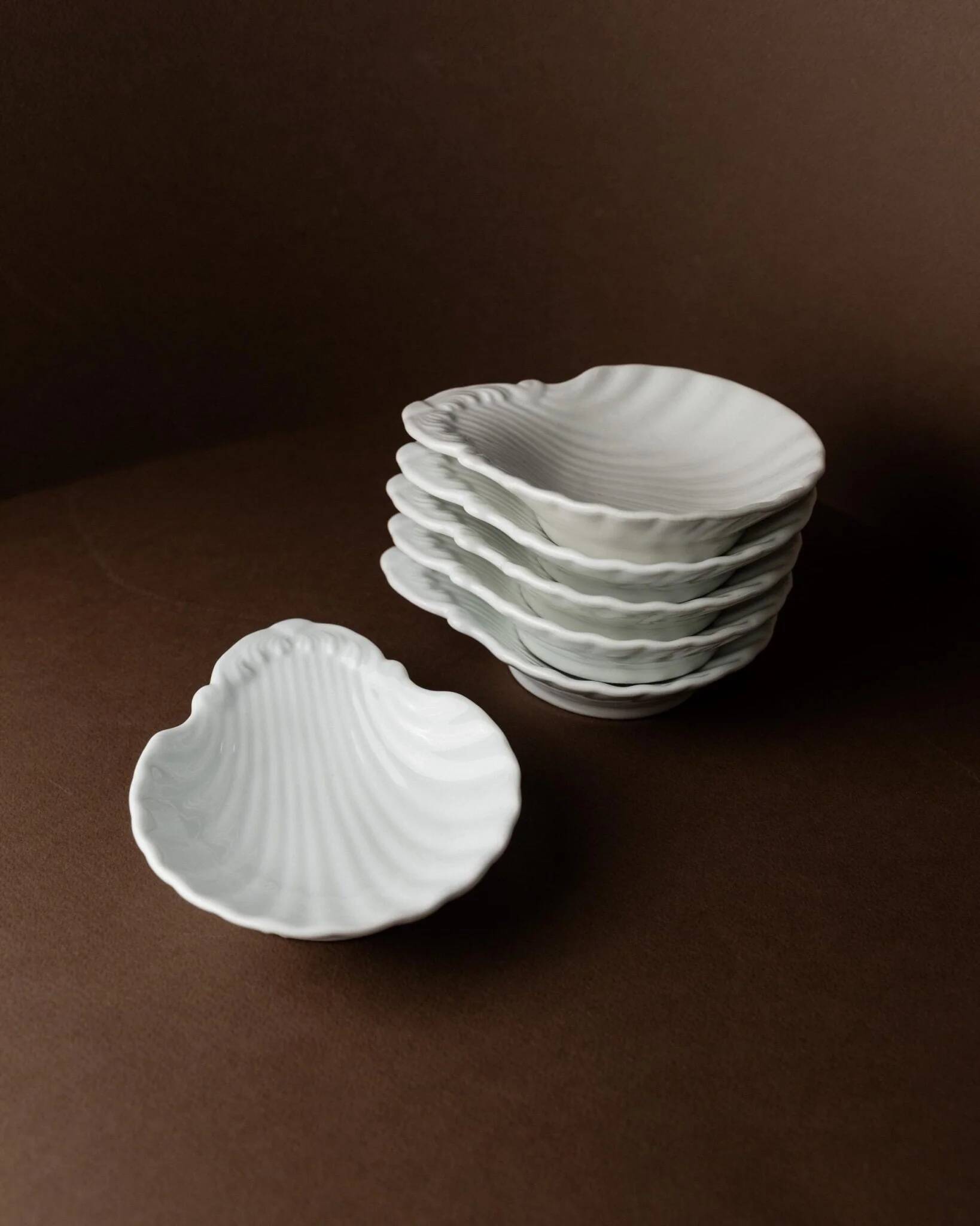 6 vintage ceramic bowls in the shape of a shell - Del Vivo Firenze Italy 1970s