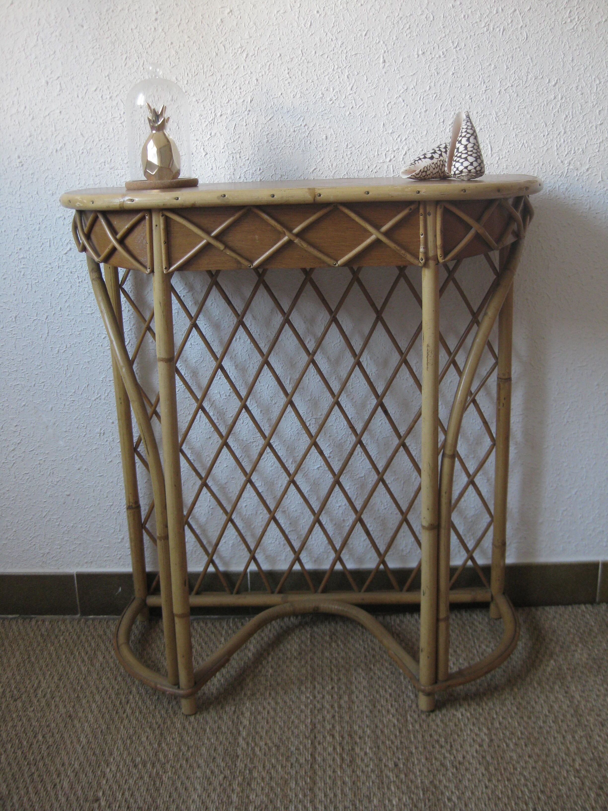Louis Sognot 1950 rattan console