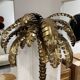 Palm Tree Floor Lamp in Gold Metal and Black Lacquered Mirror