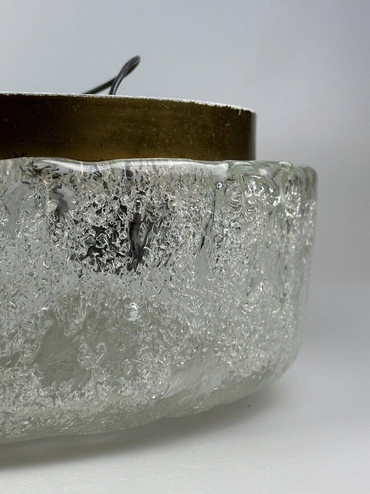 60s 70s ceiling lamp Plafoniere Flush Mount Ice Glass Hillebrand Germany