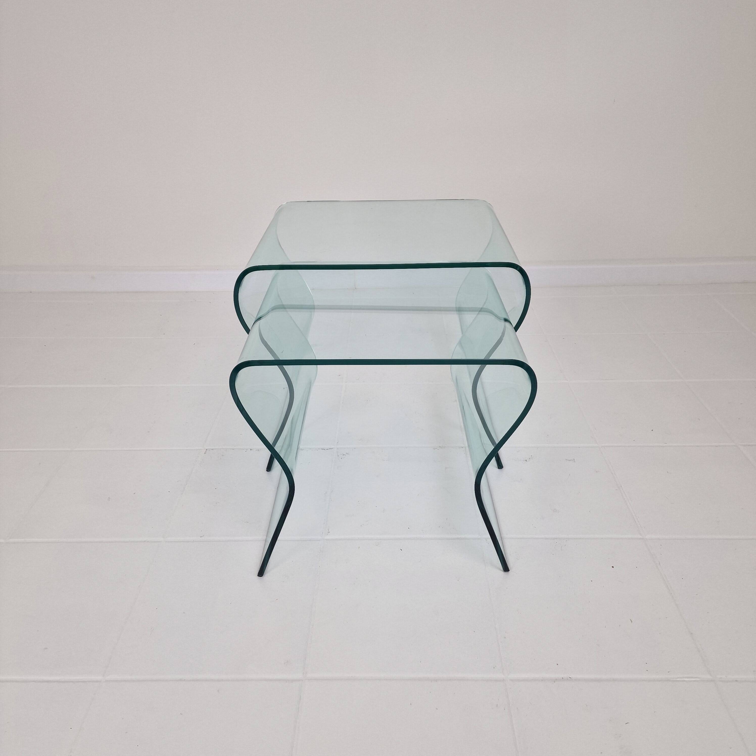 "Tango" Glass Nesting Table Set by Fabio Di Bartolomei for Fiam Italia