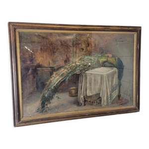 Ancien tableau nature morte faisan