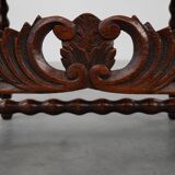 18th-Century Belgian Baroque Armchair in Wood and Leather, Louis XIV Period