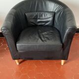 Fauteuil de cuir noir véritable