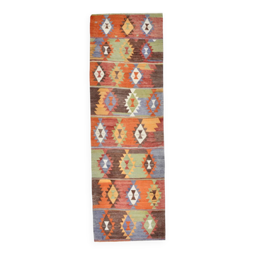 3x10 Wool Runner Rug, 95x295Cm Turkish Kilim Runner Rug, Stair Rug