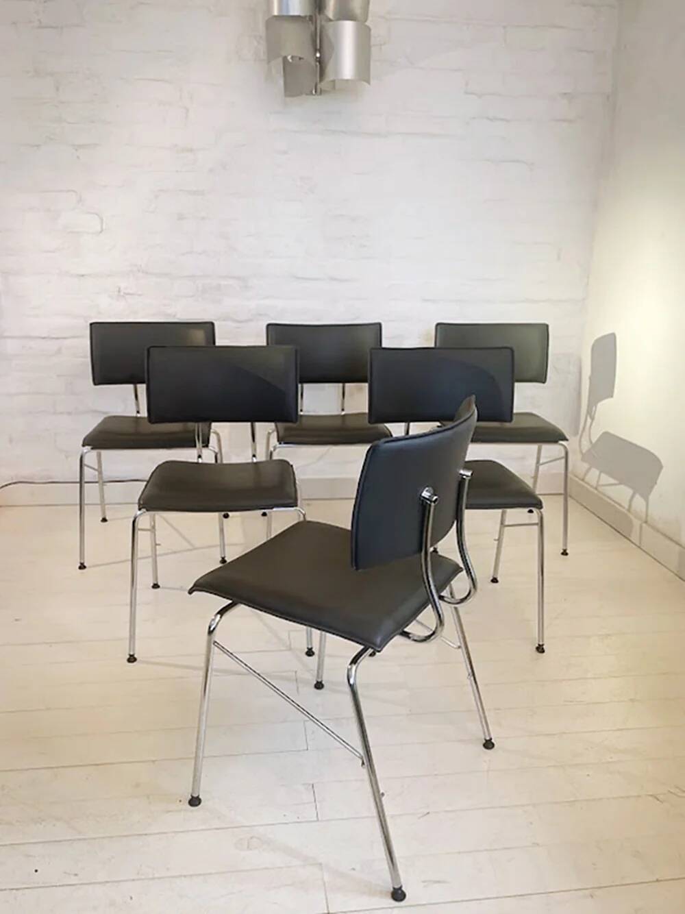 Set of six Sparta leather chairs by Christoph Hindermann for Dietiker, 1990s.