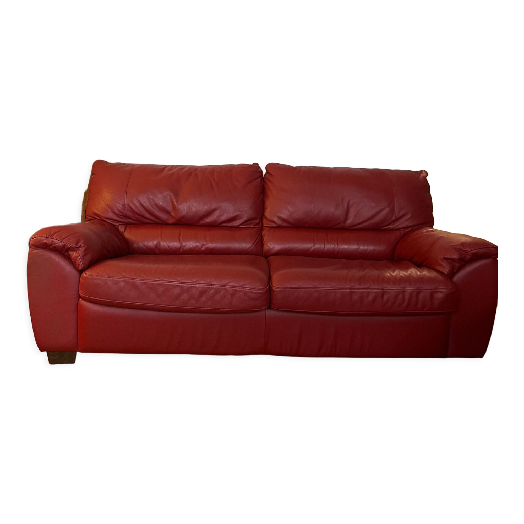 Set convertible leather sofa and footrest Natuzzi