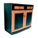 Buffet vintage en bois & vert 2 tiroirs 2 portes