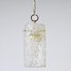 J.T. Kalmar Vienna Midcentury Textured Ice Glass Tube Brass Pendant Lamp, Austria, 1950s